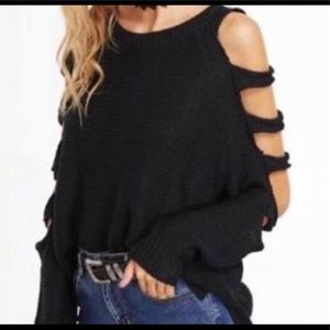 Black Knit Cut Out Sweater from Tobi